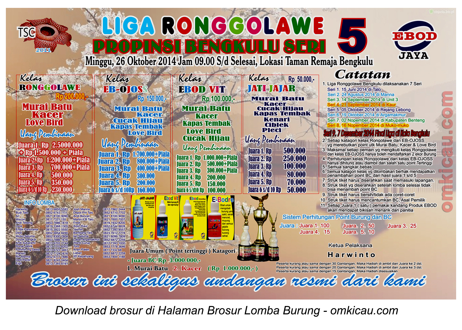 Brosur Liga Ronggolawe Provinsi Bengkulu Seri 5, Bengkulu, 26 Oktober 2014