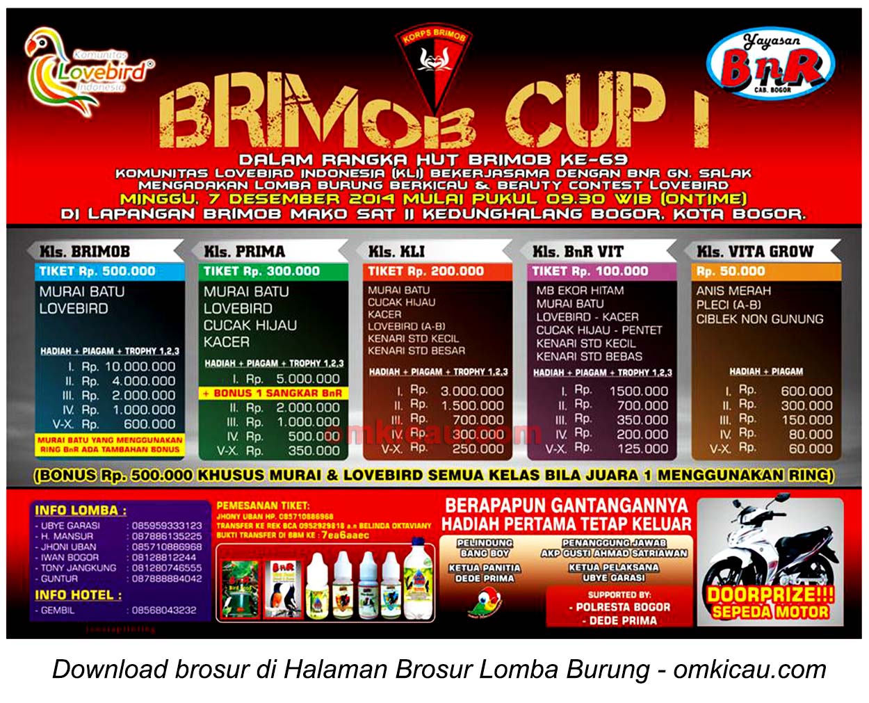 Brosur Lomba Burung Berkicau Brimob Cup I, Bogor, 7 Desember 2014