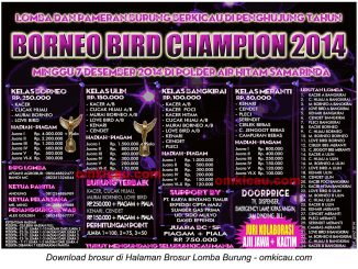 Brosur Lomba Burung Berkicau Borneo Bird Champion 2014, Samarinda, 7 Desember 2014