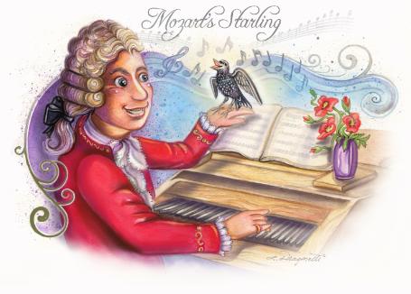 Ilustrasi Mozart dan burung jalak peliharaannya