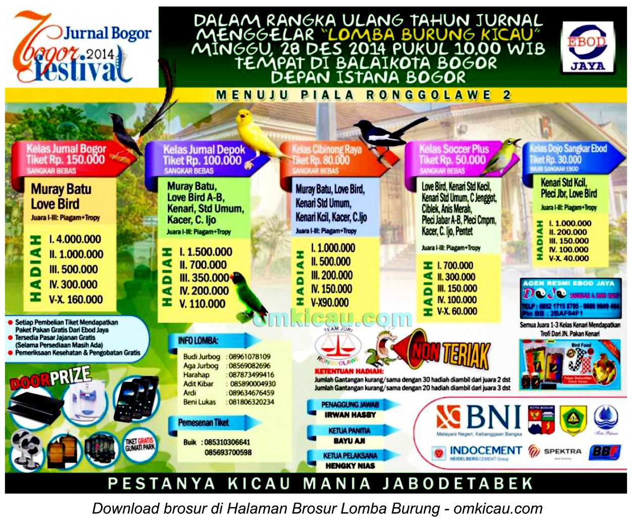 Brosur Lomba Burung Berkicau Festival Bogor, 28 Desember 2014