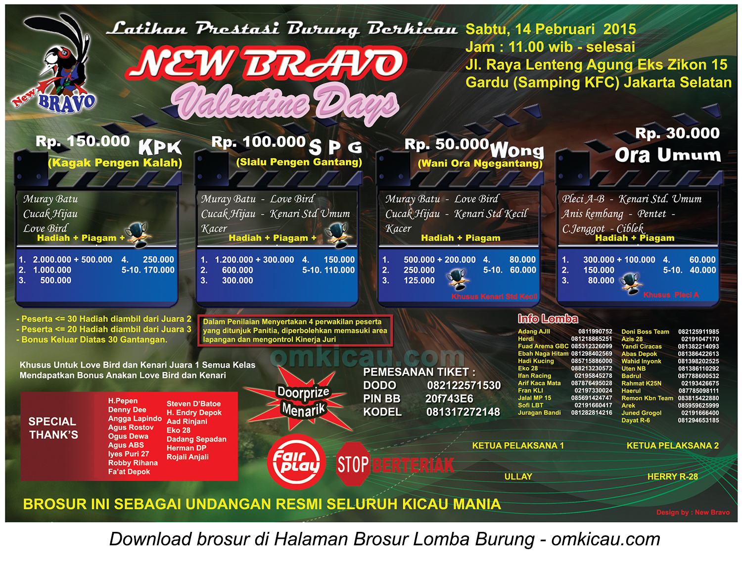 Brosur Latpres New Bravo Valentine Days, Jakarta Selatan, 14 Februari 2015