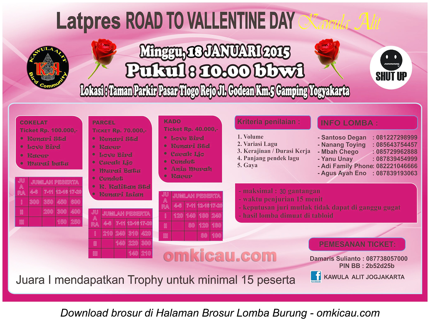 Brosur Latpres Road to Valentine Day - Kawula Alit, Jogja, 18 Januari 2015