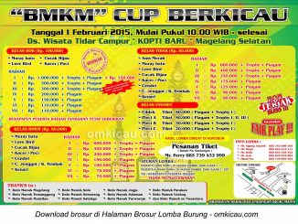 Brosur Lomba Burung BMKM Cup Berkicau, Magelang, 1 Februari 2015