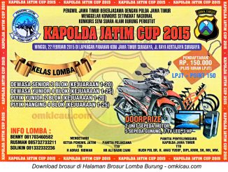 Brosur Konkurs Burung Perkutut Kapolda Jatim Cup, Surabaya, 22 Februari 2015