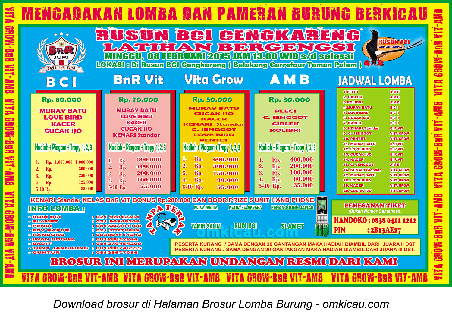 Brosur Latihan Bergengsi Rusun BCI Cengkareng, Jakarta Barat, 8 Februari 2015