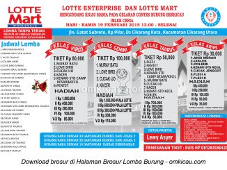 Brosur Latpres Burung Berkicau Lotte Enterprise, Cikarang, 19 Februari 2015