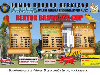 Brosur Lomba Burung Berkicau Rektor Brawijaya Cup, Malang, 8 Maret 2015