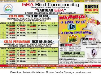 Brosur Lomba Burung Berkicau Sabtuan GBA, Banjarnegara, 14 Februari 2015