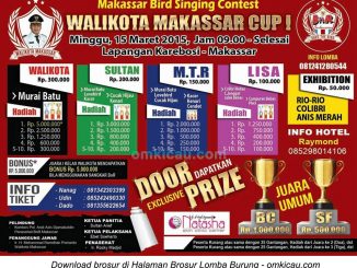 Brosur Lomba Burung Berkicau Wali Kota Makassar Cup I, 15 Maret 2015