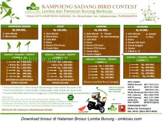 Brosur Lomba Kampung Sadang Bird Contest, Purwakarta, 1 Maret 2015
