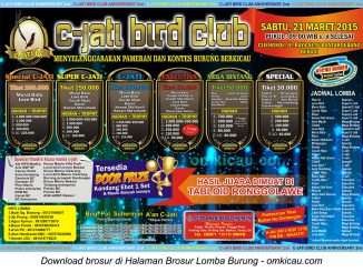 Brosur Lomba Burung Berkicau C-Jati Bird Club, Bekasi, 21 Maret 2015
