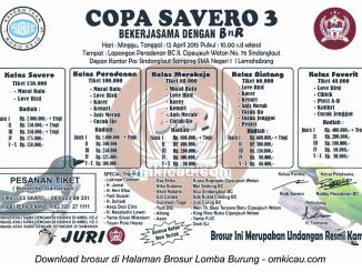 Brosur Lomba Burung Berkicau Copa Savero 3, Cirebon, 12 April 2015
