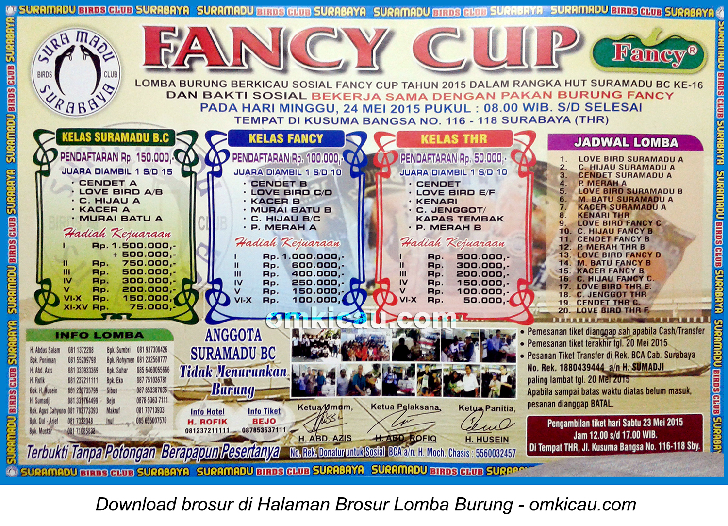 Brosur Lomba Burung Berkicau Fancy Cup, Surabaya, 24 Mei 2015