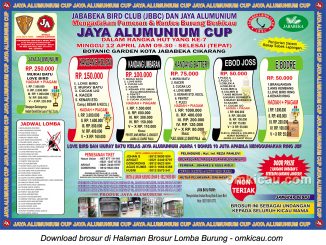 Brosur Lomba Burung Berkicau Jaya Alumunium Cup, Cikarang, 12 April 2015