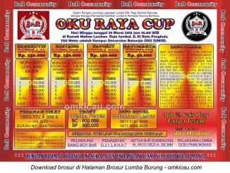Brosur Lomba Burung Berkicau OKU Raya Cup, Baturaja, 29 Maret 2015