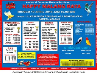 Brosur Lomba Burung Happy Malang Raya, Malang, 19 April 2015.