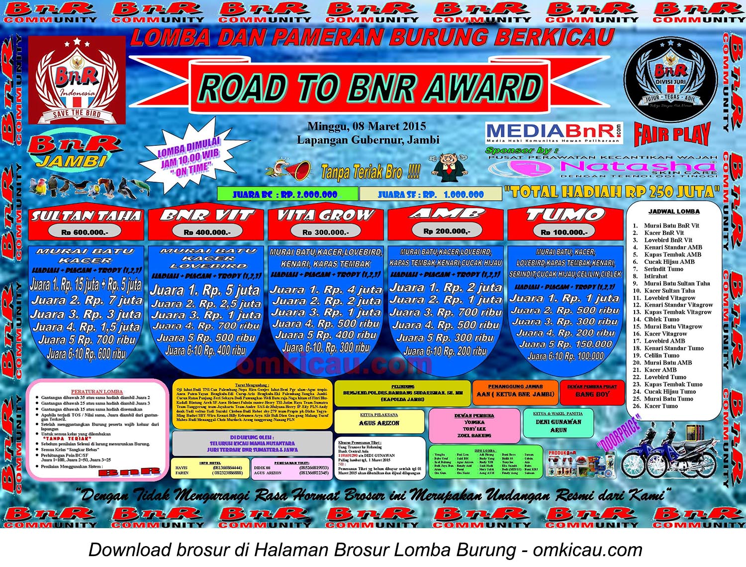 Brosur Lomba Burung Road to BnR Award, Jambi, 8 Maret 2015