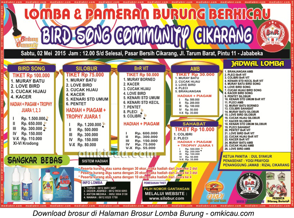 Brosur Lomba Burung Berkicau Bird Song Community, Cikarang, 2 Mei 2015