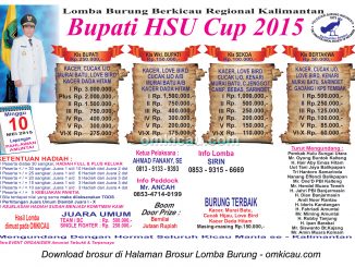 Brosur Lomba Burung Berkicau Bupati HSU Cup, Amuntai, 10 Mei 2015