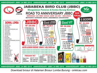 Brosur Lomba Burung Berkicau Road to Anniversary JBBC, Cikarang, 10 Mei 2015