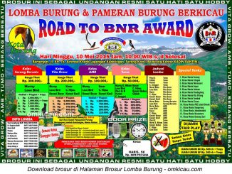 Brosur Lomba Burung Berkicau Road to BnR Award, Serang, 10 Mei 2015