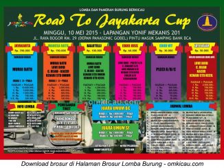 Brosur Lomba Burung Berkicau Road to Jayakarta Cup, Jakarta, 10 Mei 2015