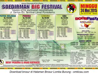 Brosur Lomba Burung Berkicau Soedirman Big Festival, Purwokerto, 24 Mei 2015