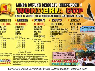Brosur Lomba Burung Berkicau Wonderia Cup, Semarang, 17 Mei 2015