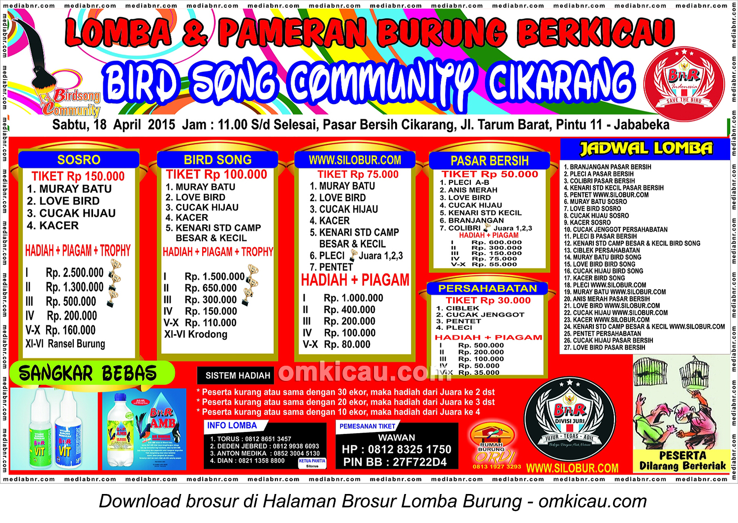 Brosur Lomba Burung Bird Song Community Cikarang, 18 April 2015