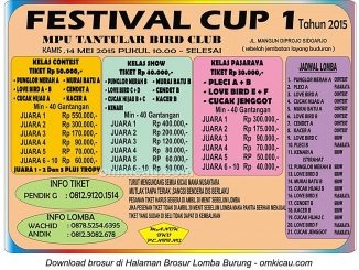 Brosur Festival Cup 1 Mpu Tantular BC, Sidoarjo, 14 Mei 2015