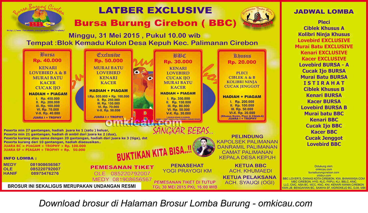 Brosur Latber Exclusive Bursa Burung Cirebon (BBC), 31 Mei 2015