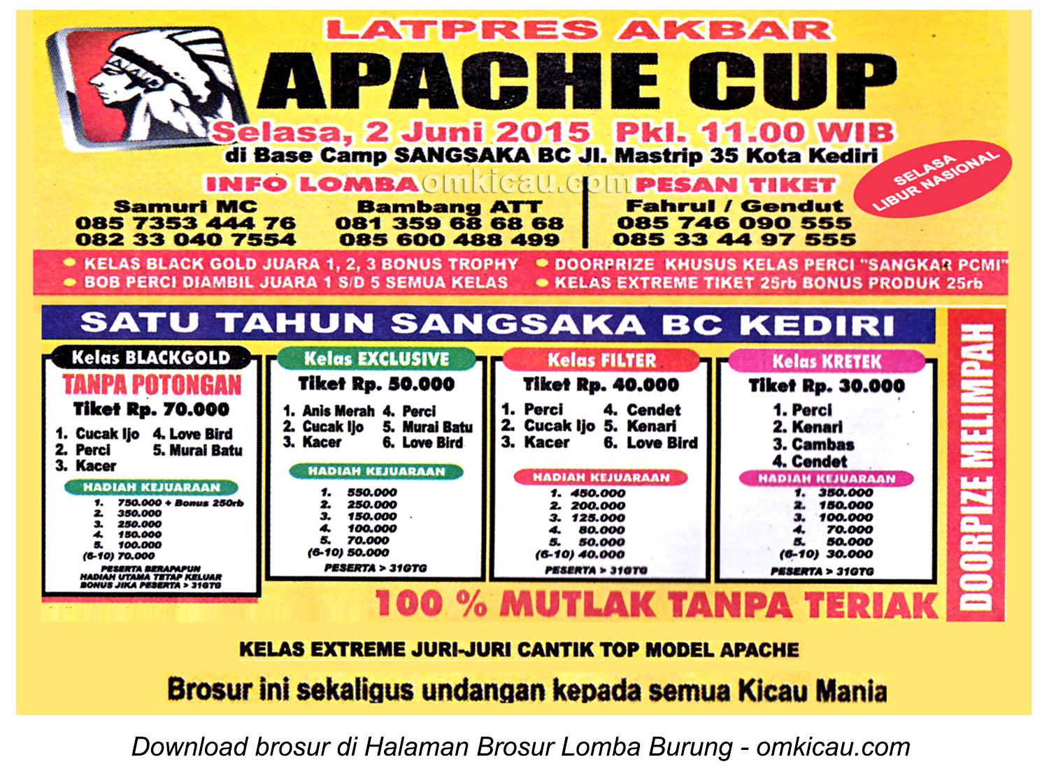 Brosur Latpres Akbar Apache Cup, Kediri, 2 Juni 2015