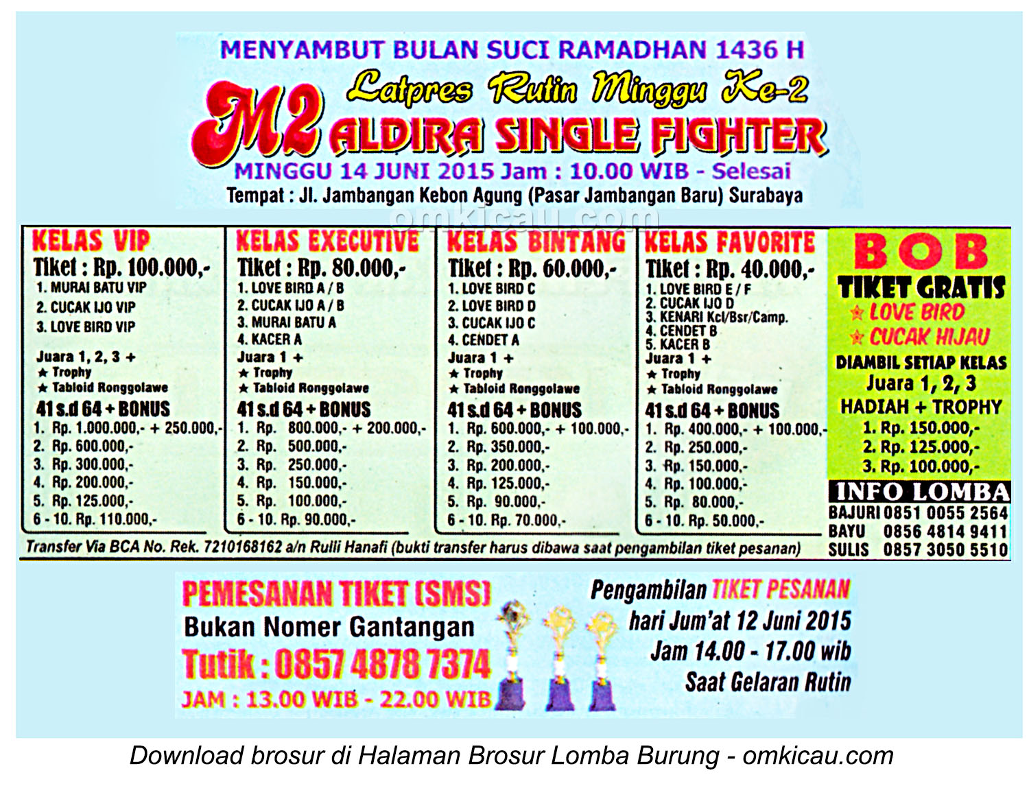 Brosur Latpres M2 Aldira Single Fighter, Surabaya, 14 Juni 2015