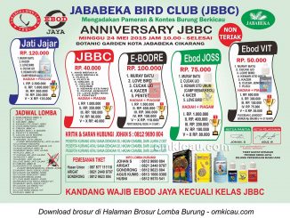 Brosur Lomba Burung Berkicau Anniversary JBBC, Cikarang, 24 Mei 2015