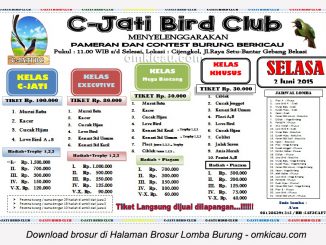 Brosur Lomba Burung Berkicau C Jati Bird Club, Bekasi, 2 Juni 2015