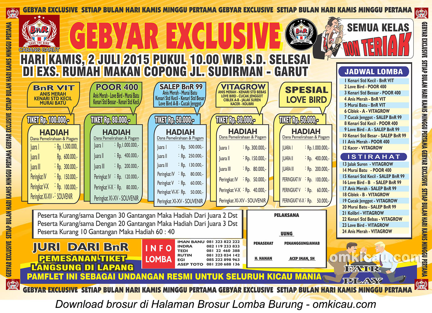 Brosur Latber Gebyar Exclusive BnR Garut, 2 Juli 2015