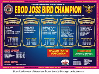 Brosur Lomba Burung Berkicau Ebod Joss Bird Champion, Jakarta, 13 September 2015