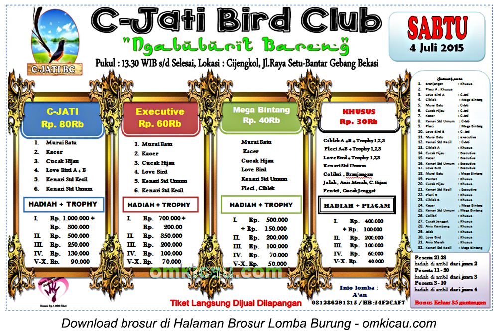 Brosur Lomba Burung Berkicau Ngabuburit Bareng C-Jati Bird Club, Bekasi, 4 Juli 2015