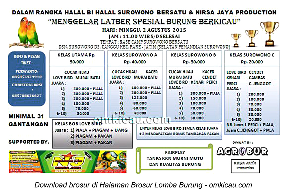 Brosur Latber Halal Bihalal Surowono Bersatu, Kediri, 2 Agustus 2015