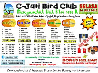 Brosur Lomba Burung Berkicau C-Jati BC Menyambut Idul Fitri, Bekasi, 14 Juli 2015