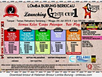 Brosur Lomba Burung Berkicau Launching Gista Cup 1, Semarang, 26 Juli 2015