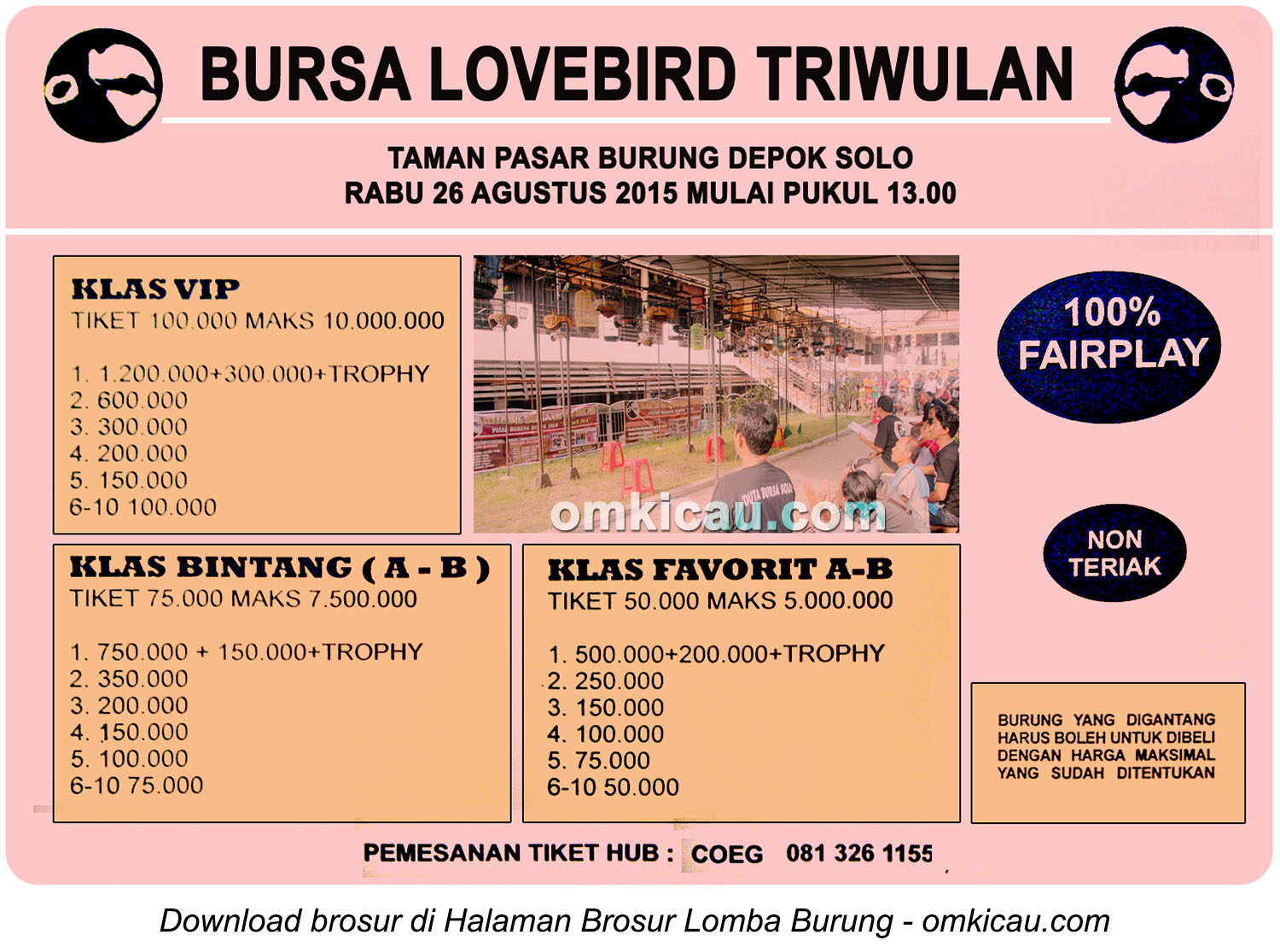 Brosur Bursa Lovebird Triwulan, PB Depok Solo, 26 Agustus 2015