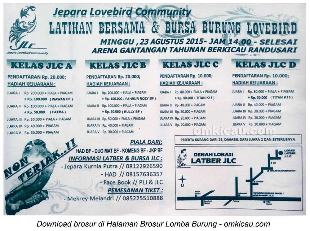 Brosur Latber Jepara Lovebird Community (JLC), Jepara, 23 Agustus 2015