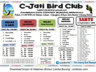Brosur Latpres Burung Berkicau C-Jati Bird Club, Bekasi, Sabtu 5 September 2015