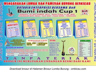Brosur Lomba Burung Berkicau Bumi Indah Cup, Tangerang, 20 September 2015