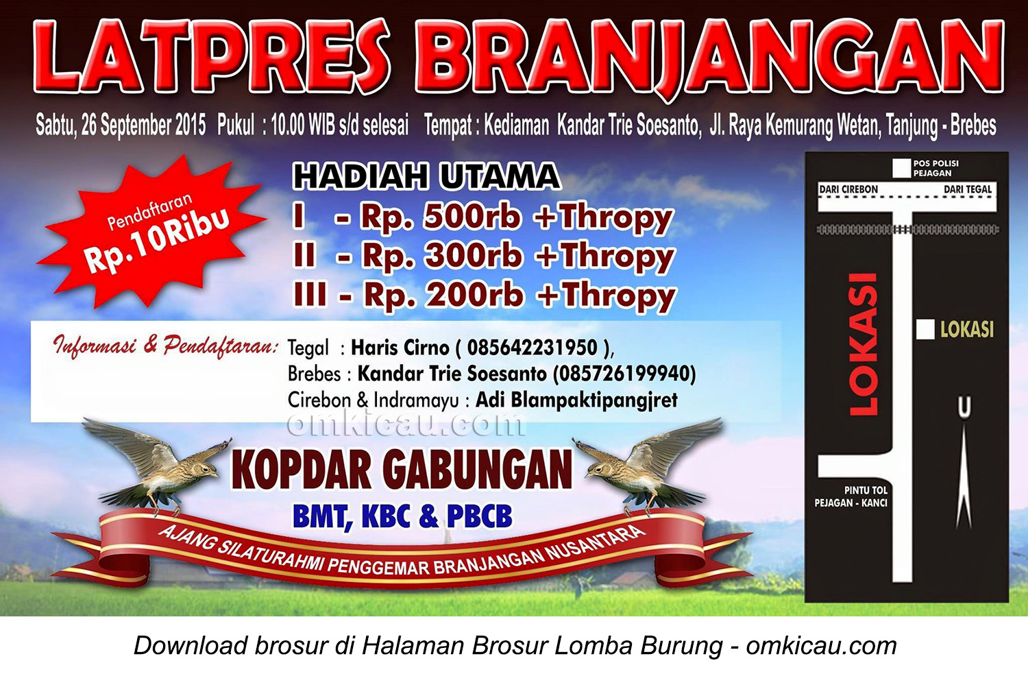Brosur Kopdar Gabungan dan Latpres Branjangan di Tanjung, Brebes, 26 September 1015