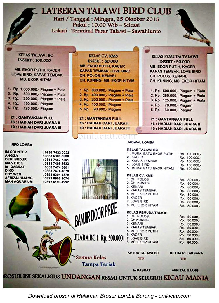 Brosur Latberan Talawi Bird Club, Sawahlunto, 25 Oktober 2015