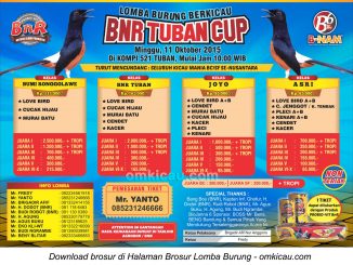 Brosur Lomba Burung Berkicau BnR Tuban Cup, 11 Oktober 2015