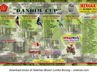 Brosur Lomba Burung Berkicau Dandim Cup, Banjarnegara, 11 Oktober 2015
